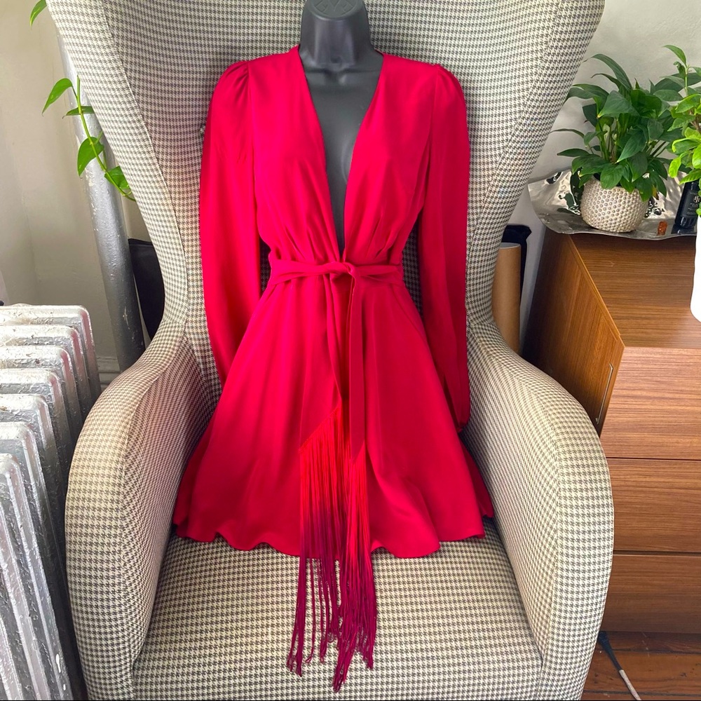carmella by katheryn rice red silk mini dress